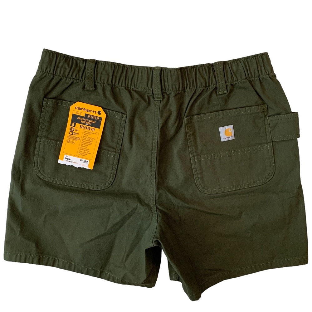NWT Carhartt Rugged Flex Relaxed Fit Green Canvas Work Short - Picture 4 of 9
